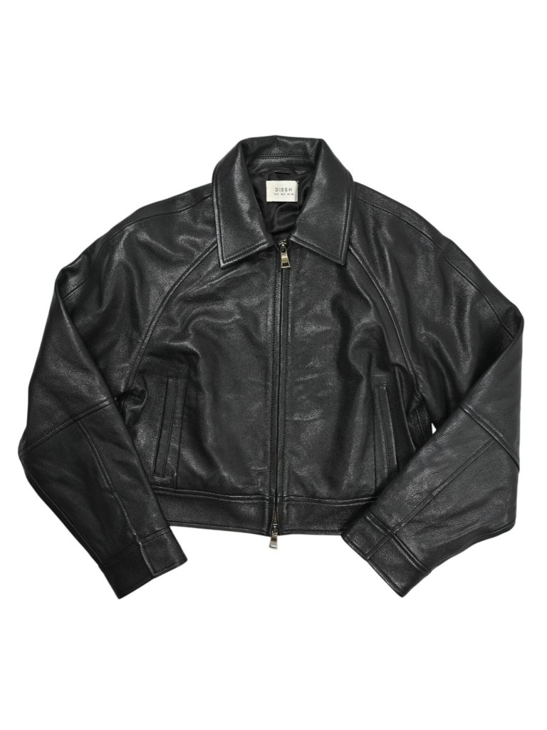Dissh Freya Cropped Leather Jacket In Black